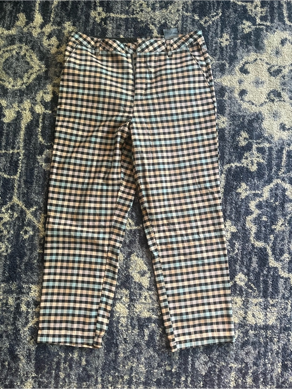 Volcom Plaid Straight-Leg Pants in Black, White, Brown, Blue